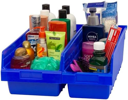 Akro-Mils 30088 Plastic Nesting ShelfMax Storage Bin Box, 18x8x6-Inch, Blue (8-Pack)