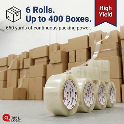 Tape Logic Packing Tape (6-Rolls), 2" x 55 yd - Heavy Duty Packaging Tape Refill for Shipping, Moving, Order Fulfillment, Hot Melt 1.6 Mil