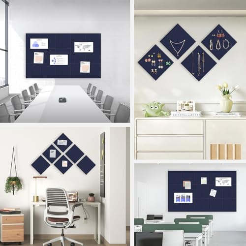 36" x 24" Large Felt Bulletin Board 1/2" Thick, Dark Blue