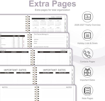 Planner 2026-2027, Weekly and Monthly Academic Planner, July 2026 - June 2027, Hardcover Calendar Agenda Book for School Year Planning, School Supplies for Teacher and Student, A5(6.3'' x 8.5'')