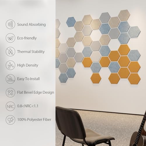 12 Pack Hexagon Acoustic Panels Self Adhesive Sound Proof Foam(Snow White)