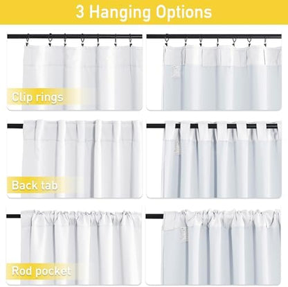 NICETOWN Full Shading Back Tab Curtains for Windows, Super Heavy-Duty Noise Absorb Lined Blackout Curtains for Bedroom, Privacy Assured Window Treatment for Hotel (White, Set of 2, 52" W x 95" L)