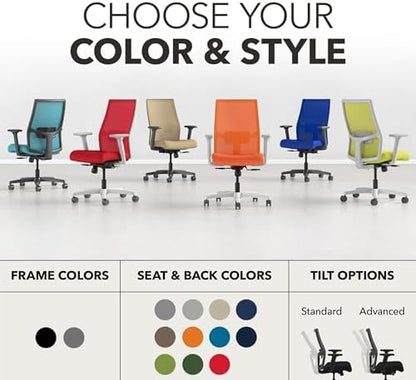 HON Ignition 2.0 Ergonomic Office Chair, Lumbar Support, Bullseye