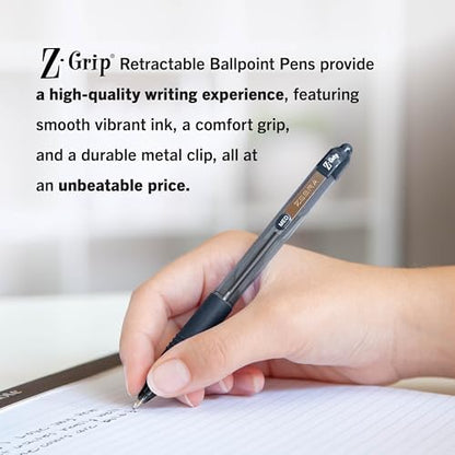 Zebra Pen Z-Grip Retractable Ballpoint Pen, Black Ink, 1.0mm, 108 Bulk-Pack