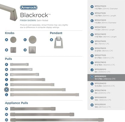 Amerock 10-1/16" Blackrock Satin Nickel Drawer Pull