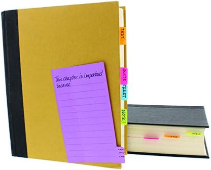 Redi-Tag Divider Sticky Notes, Tabbed Self-Stick Lined Notepads, 720 Ruled Notes, 4" x 6", 12 Books Per Pack, Assorted Colors (B29512)