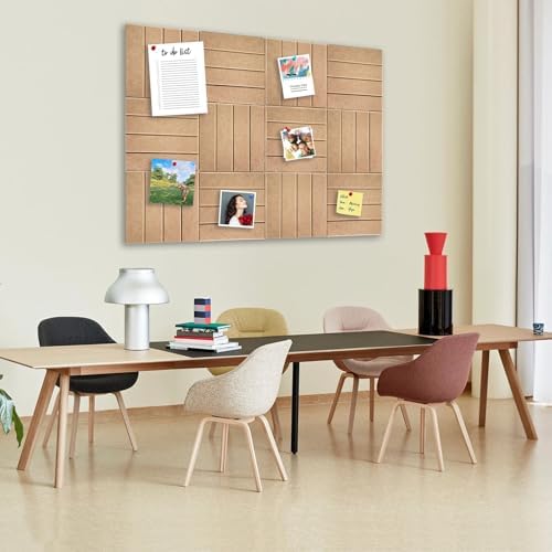 12 Packs Camel Felt Pin Board, Large 12" Bulletin Board with 30 Push Pins, Felt Board Slat Wall Paneling for Office Home Kitchen, Self-Adhesive Corkboard Tiles for Classroom Message Photos Memos