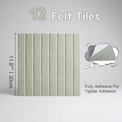 Large Felt Bulletin Board with Self-Adhesive | 12 Pack 48"x36" Cork Board Alternative | Notice Boards with 35 Pushpins, Secure and Easy to Install, Home Office Decor Classroom Decor - Sage Green