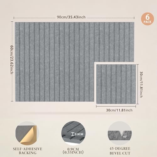 JBER Cork Board Alternative, 6 Pack 36" x 24" Felt Board, Light Gray