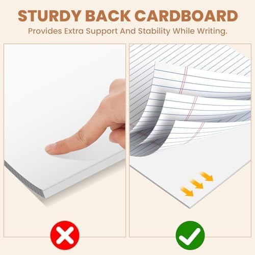 2pcs Legal Pads 8.5 x 11, Perforated White Notepad 8.5x11, 50Sheets/Pad