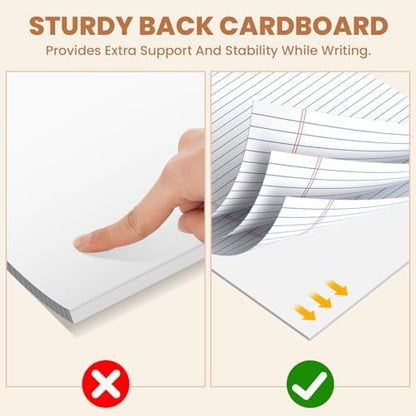 2pcs Legal Pads 8.5 x 11, Perforated White Notepad 8.5x11, 50Sheets/Pad