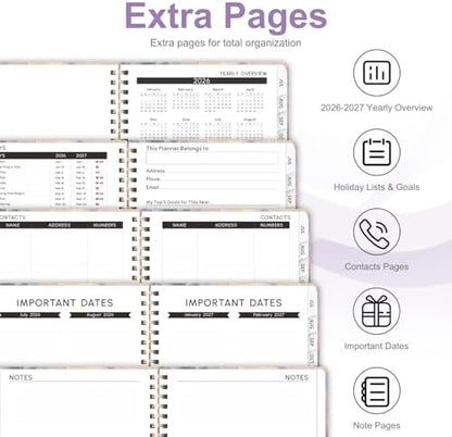 Planner 2026-2027, Weekly and Monthly Academic Year Calendar Planner, July 2026 - June 2027, Daily Agenda Book for Office School Supplies, A5(6.3'' x 8.5'')