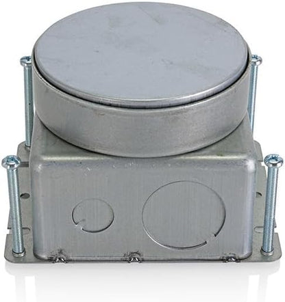 Leviton Concrete Floor Box 1-Gang Deep Round, Includes 4 Leveling Screws, FBDC1, Steel