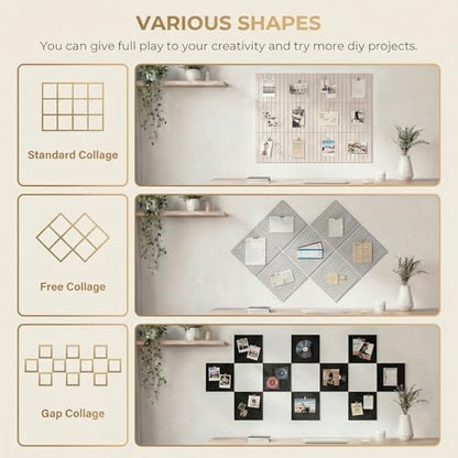 AHEONLAR Felt Bulletin Board 36"x 24", Cork Boards for Walls, 6 Pack Bulletin Board Large Cork Board for Office, Felt Boards with 40 Safe Removable Adhesive Tabs Wall Decor for Home(White)