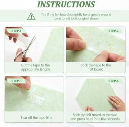 12x10 in 16 Pcs Hexagon Cork Board Tiles, Felt Pin Boards, Green