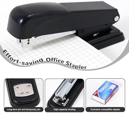 Gawsey Black Desk Organizers and Accessories with Desk Organizer 360° Rotating Pen Holder and Office Supplies, Cute Stationery Supplies Set