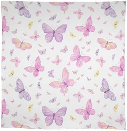 Pink Butterfly Tablecloth, Colorful Watercolor Purple Butterfly Table Cover for Home Kitchen Dining Room Indoor Outdoor Picnic Holiday Party Decor 55x75in