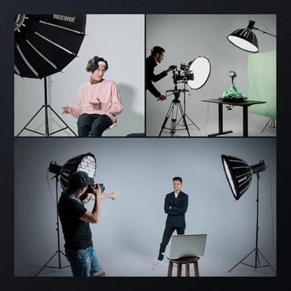 NEEWER Basics Parabolic Softbox Kit, 26"/65cm Bowens Mount Soft Box with Light Diffusers for Studio Photography Video Recording Streaming Lighting Compatible with Godox Compatible with Aputure, NS37P