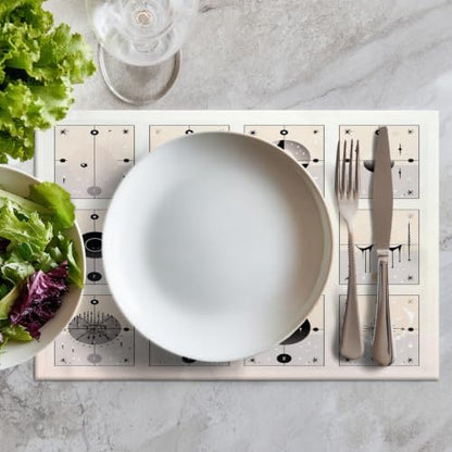 Batmerry Abstract Designs Placemats, Set of Minimalist Cards Washable Linen Table Mats for Kitchen Table Double Insulation Decor Dining Set Indoor Outdoor 12X18 in Set of 6