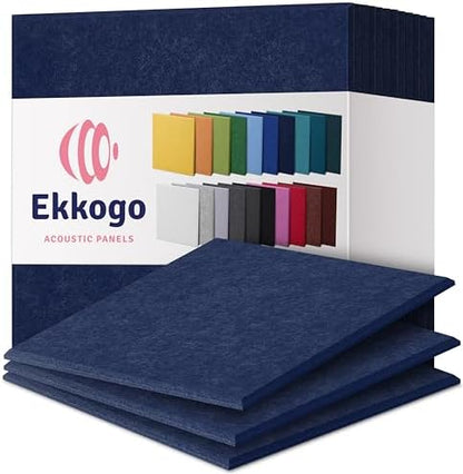Acoustic Panels 12-Pack Soundproof Wall Panels 12"X12"X0.4" Sound Panels High Density Sound Dampening Panels - [Denim Blue Square]