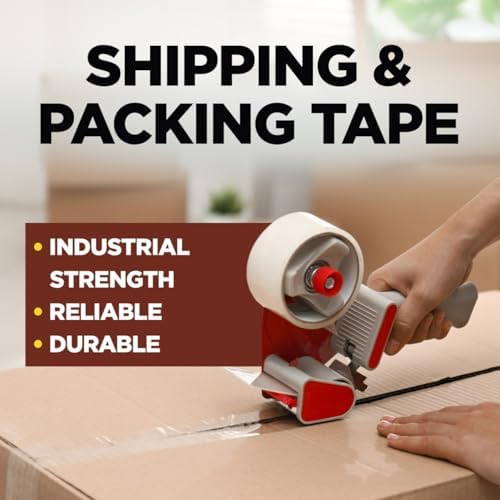 Scotch Commercial Grade Shipping Packaging Tape, 1.88" x 54.6 yd, Designed for Packing, Shipping and Mailing, Guaranteed to Stay Sealed, 3" Core, Clear, 6 Rolls (3750-6) (Pack of 6)