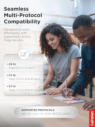 Lenovo Yoga Pen 2 with Magnetic Pen Case, AES 3.0 Stylus with 8192 Pressure Levels, USB C Rechargeable, Tilt Detection, Multi Protocol Support for Lenovo Yoga 2 in 1 PCs, Luna Grey