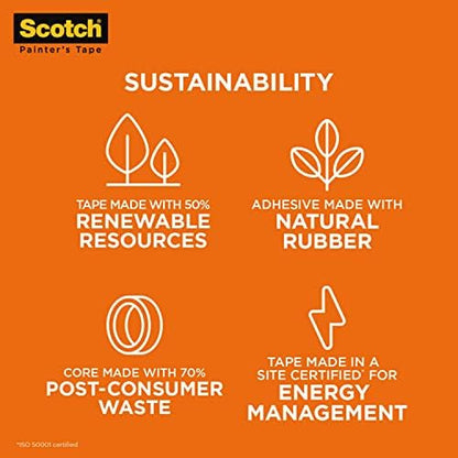 Scotch Heavy Duty Painter's Tape, 3 Rolls, 1.88 in x 60.1 yd, for Use On Vinyl, Carpet, Metal, & Plastic, Indoor & Outdoor Masking Tape, Bonds Aggressively, 3-Day Clean Removal (2020+-48EP3)