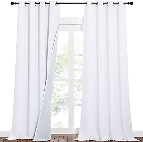 NICETOWN Full Shading Curtains for Windows, Super Heavy-Duty Noise Absorb Lined Blackout Curtains for Bedroom, Privacy Assured Window Treatment for Hotel (White, Pack of 2, 52 inches W x 90 inches L)