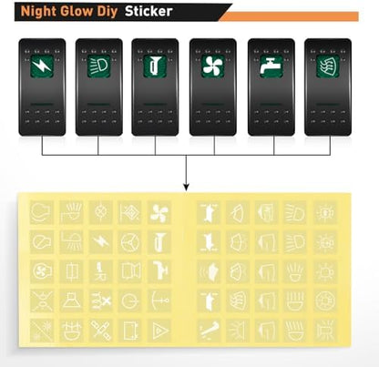 Nilight 8 Gang Rocker Switch Panel 5Pin On Off Toggle Switch Aluminum Holder 12V 24V Dash Pre-Wired Green Backlit Switches for Automotive Cars Marine Boats RVs Truck, 2 Years Warranty