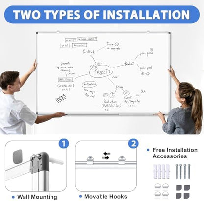Double-Sided White Board Dry Erase Magnetic Whiteboard Wall 72x48 Large