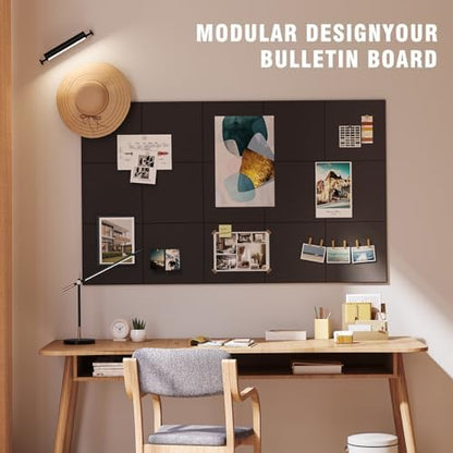 48"x36" Felt Corkboard Bulletin Board,TSJ OFFICE,12 Pack for Wall,Black