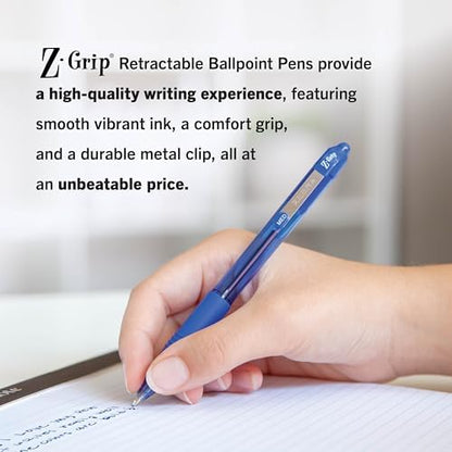 Zebra Pen Z-Grip Retractable Ballpoint Pen, Blue Ink, 1.0mm, 48 Bulk-Pack