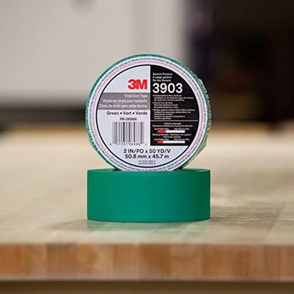 3M Vinyl Duct Tape 3903, Green, 2 in x 50 yd, 6.5 mil