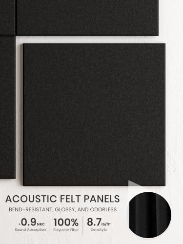 Bumusty 36"x 24" Large Felt Bulletin Board Tiles, Black