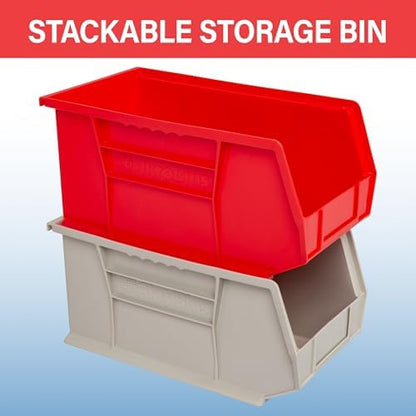 Akro-Mils 30240 AkroBins Plastic Storage Bins, 15"x8"x7", Red, 12-Pack