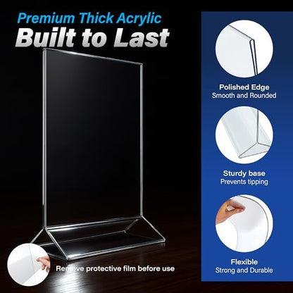 Azar Displays 142430-3PK Top Load Sign Holder 8.5x11 – Clear Flexible Plastic Display Stand for Menus, Signs – Vertical Tabletop Frame, Pack of 3