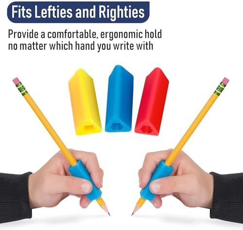 The Pencil Grip- Classic Triangle Grip, Pencil Holder, Ergonomic Writing Aid, Pencil Grips for Kids Handwriting, Perfect for Right or Left Handed Users, Assorted Colors, Pack of 100