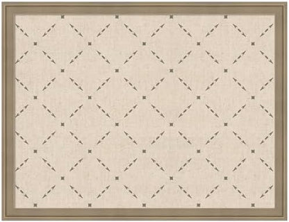 Kate and Laurel Framed Fabric Pinboard 26 x 20, Green Lattice Pattern Printed Linen Classic Bulletin Board for Use as a Vision Board or Wall Organization, Florence Light Brown Frame