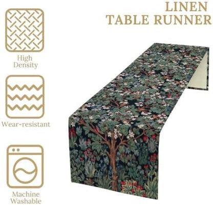 William Morris Tree of Life Table Runner Vintage Flowers Table Runner for Dining Table Decor 13 x 70 Inch