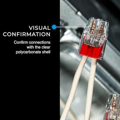 Ideal Electrical in-Sure Push-in Wire Connector, 2-Port (30-1032P), Bag of 100-Color Coded Connectors for Solid and Stranded Wires