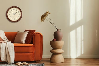 Bulova Atomic Time 2 Analog Wall Clock C5004 | 12.4" Wooden Frame, Sets Time Automatically | Quartz Movement | Battery Operated | Classic Design