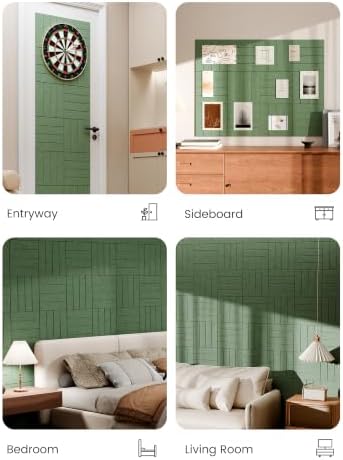 Bumusty 48" x 36" Large Cork Board Alternative, Moss Green