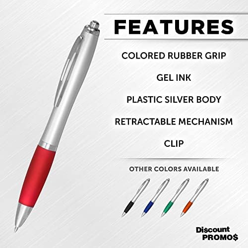 DISCOUNT PROMOS Colored Grip Gel Pens Set of 10, Bulk Pack - Great for Office, School, Business, Tradeshows, Events - Red
