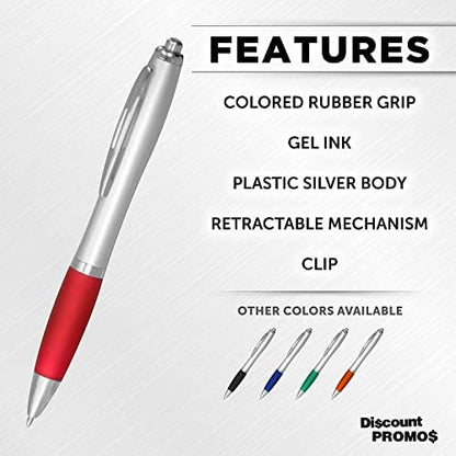 DISCOUNT PROMOS Colored Grip Gel Pens Set of 10, Bulk Pack - Great for Office, School, Business, Tradeshows, Events - Red