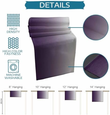 Purple Gray Gradient Table Runner Dresser Scarf 13 x 72 Inch Modern Ombre Minimalist Table Runners Non-Slip Heat Resistant Kitchen Dining Table Decor for Home Holidays Indoor Outdoor