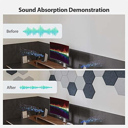 12 Pack Hexagon Acoustic Panels Self Adhesive Sound Proof Foam(Black)
