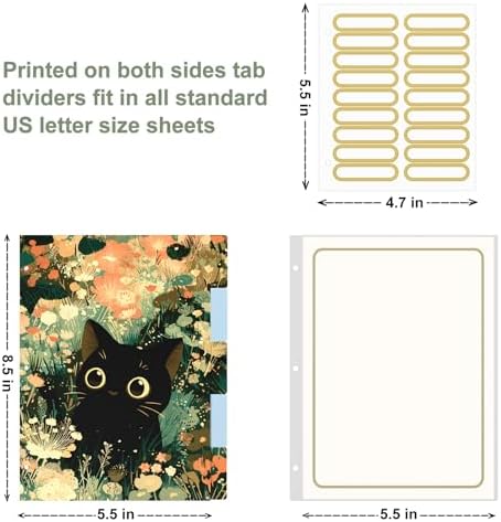 Rouidr Mini 3 Ring Binder with clipboard, 1 inch Round Binder Organizer, 8.5"x5.5" Cute Binder with 5 Dividers Tabs & Clear Sleeves, School Supplies, Office Supplies