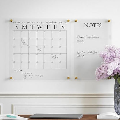 Martha Stewart Grayson Acrylic Calendar and Notes Board Set, Clear/Black