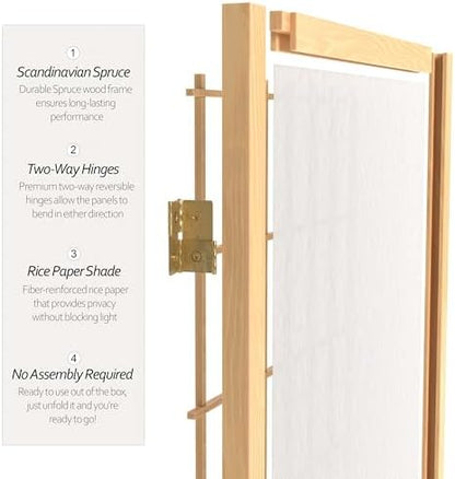 4 ft. Short Window Pane Shoji Screen - Natural - 3 Panels