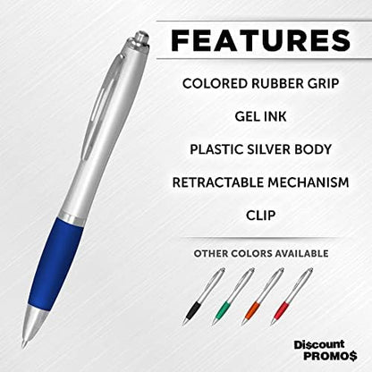 DISCOUNT PROMOS Colored Grip Gel Pens Set of 10, Bulk Pack - Great for Office, School, Business, Tradeshows, Events - BlueBI